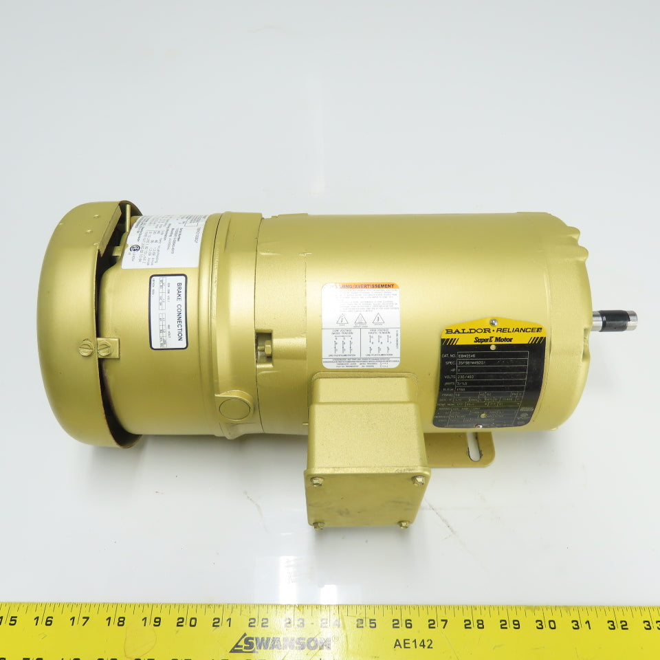 Baldor EBM3546 1HP AC Electric Motor 3Ph 230/460V 56 Frame W/ Brake Tested