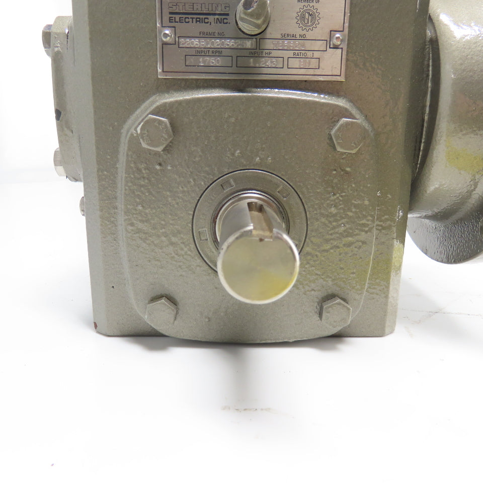 Sterling 2206BQ020562SWD 20:1 Ratio Left Angle Gear Reducer 87.5RPM Out 1.243HP