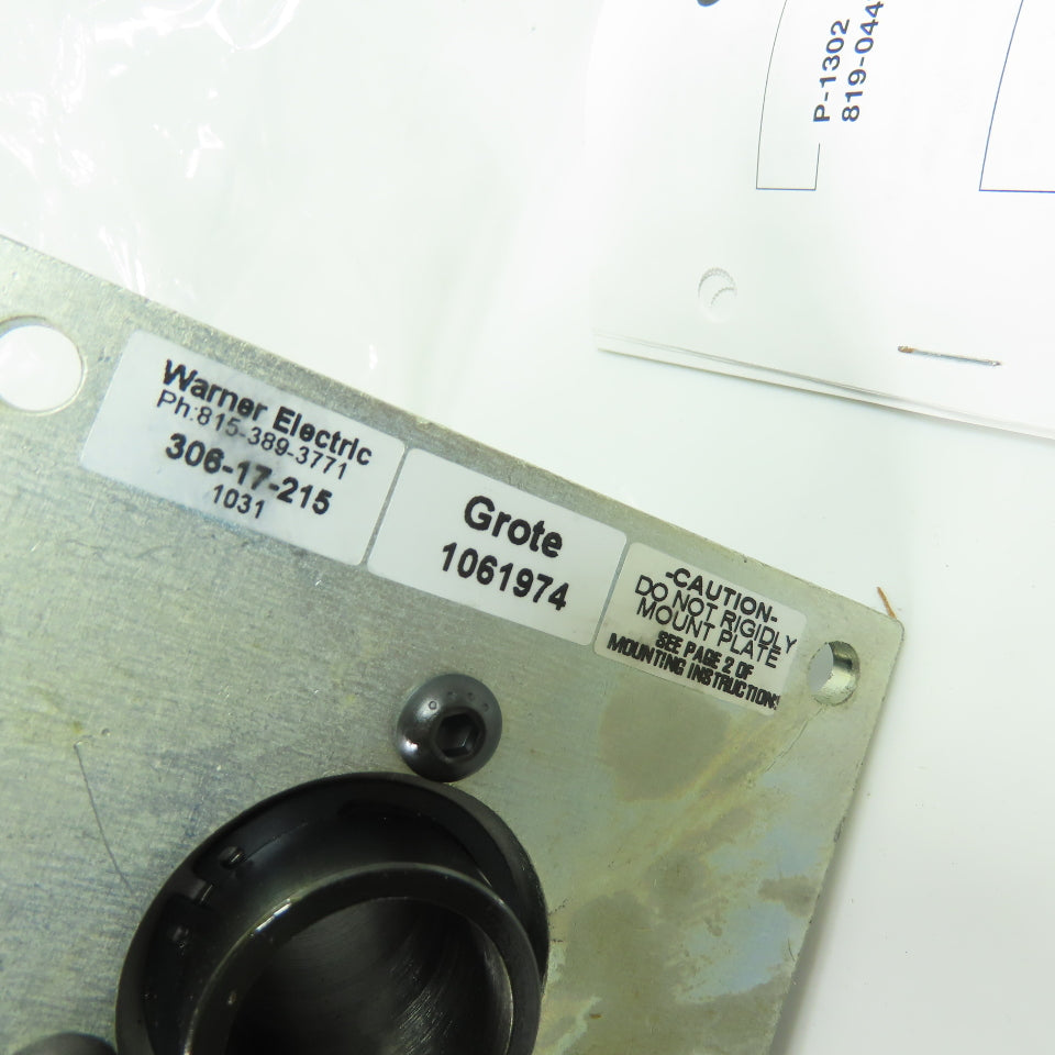 Warner 306-17-215 Electric Actuated Clutch/Brake Assembly 24VDC