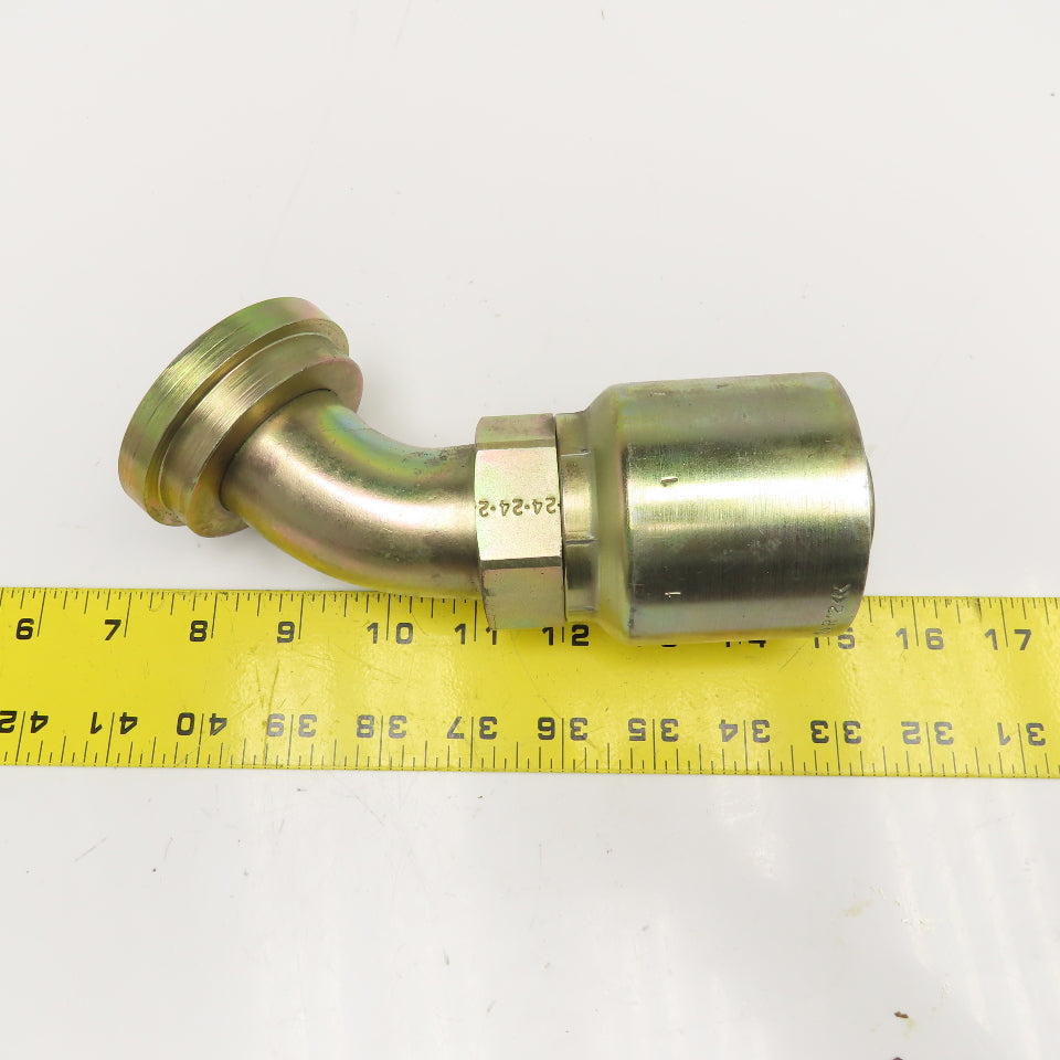 Parker 11771-32-24 1-1/2" ID Hose x 2" SAE Flange 45° Elbow Hydraulic Fitting