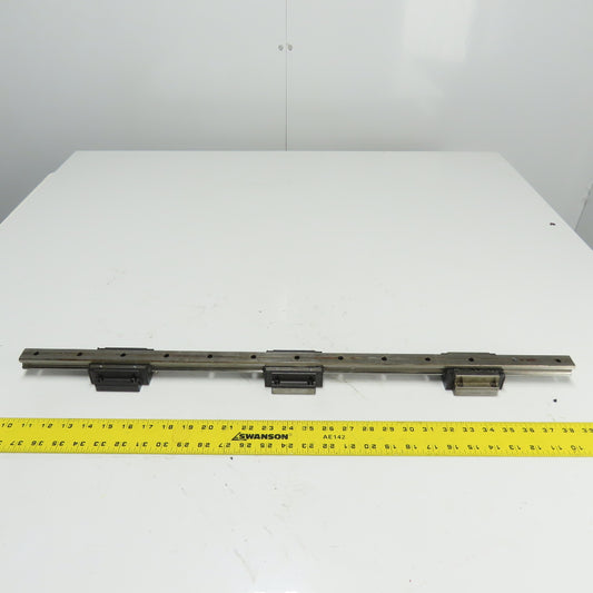 22mm Profile Linear Guide Rail 710mm OAL W/ 3 Bearings