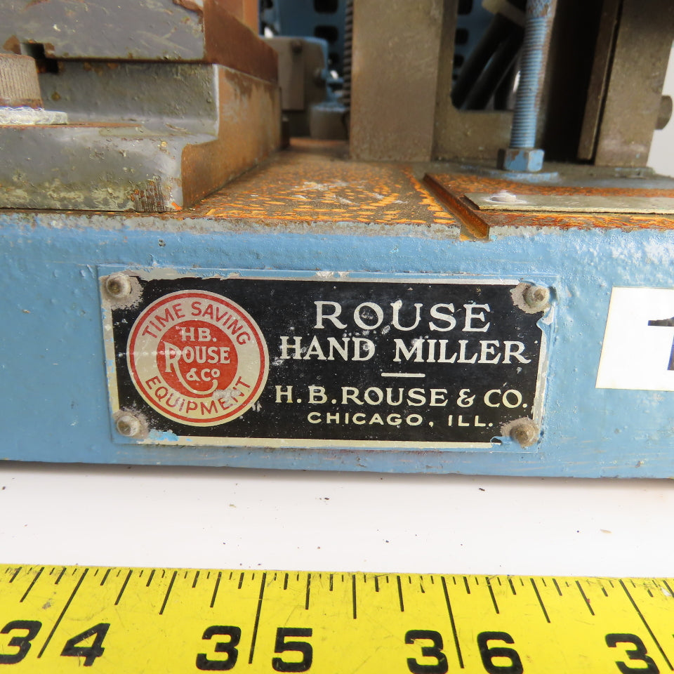 H.B. Rouse Hand Miller Slitting Horizontal Mill Milling Machine 1/3HP 120V 1PH