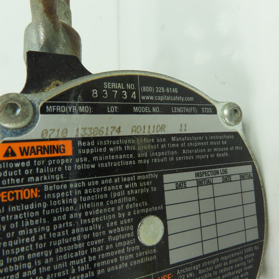 Rebel Protecta AD111DR Retracting Lifeline 11' Long 75-310lbs Capacity