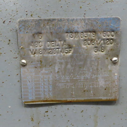 Westinghouse V48M28T45F 45kVA 3PH Transformer Pri 480V Delta  208Y/120V Tested