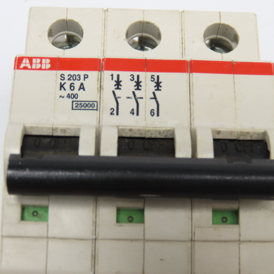ABB S 203P K6A 6A 3 Pole 400V Circuit Breaker