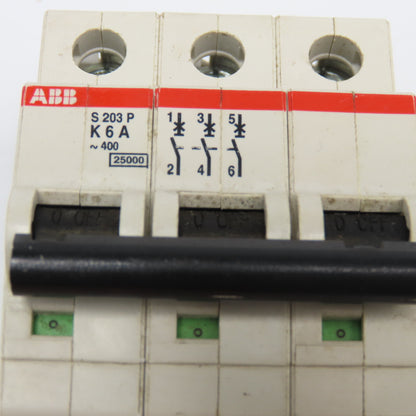 ABB S 203P K6A 6A 3 Pole 400V Circuit Breaker