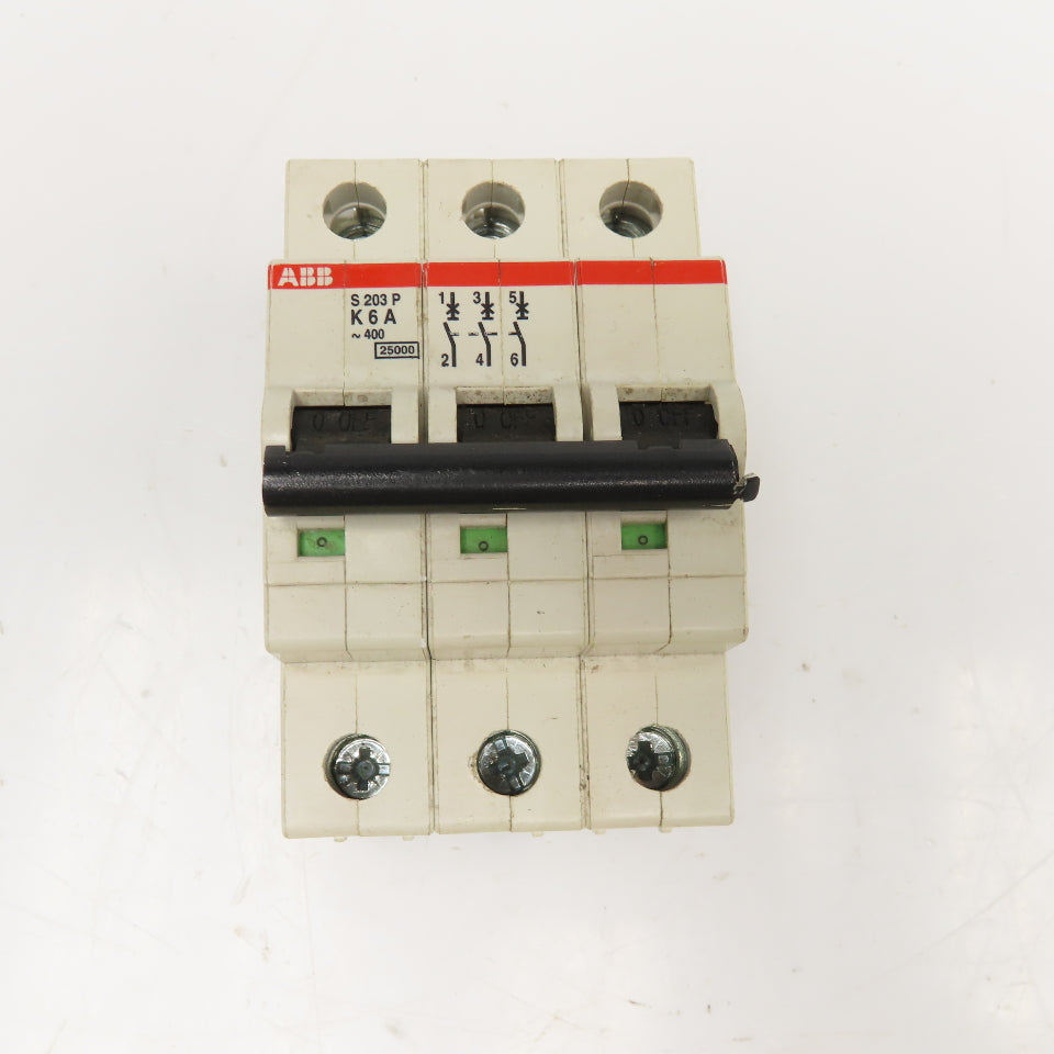 ABB S 203P K6A 6A 3 Pole 400V Circuit Breaker