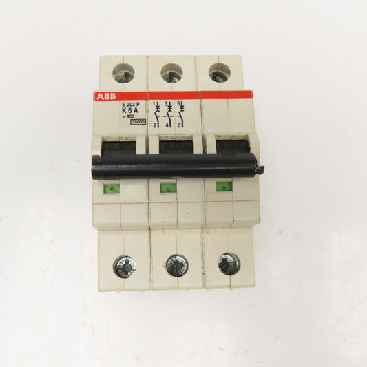 ABB S 203P K6A 6A 3 Pole 400V Circuit Breaker