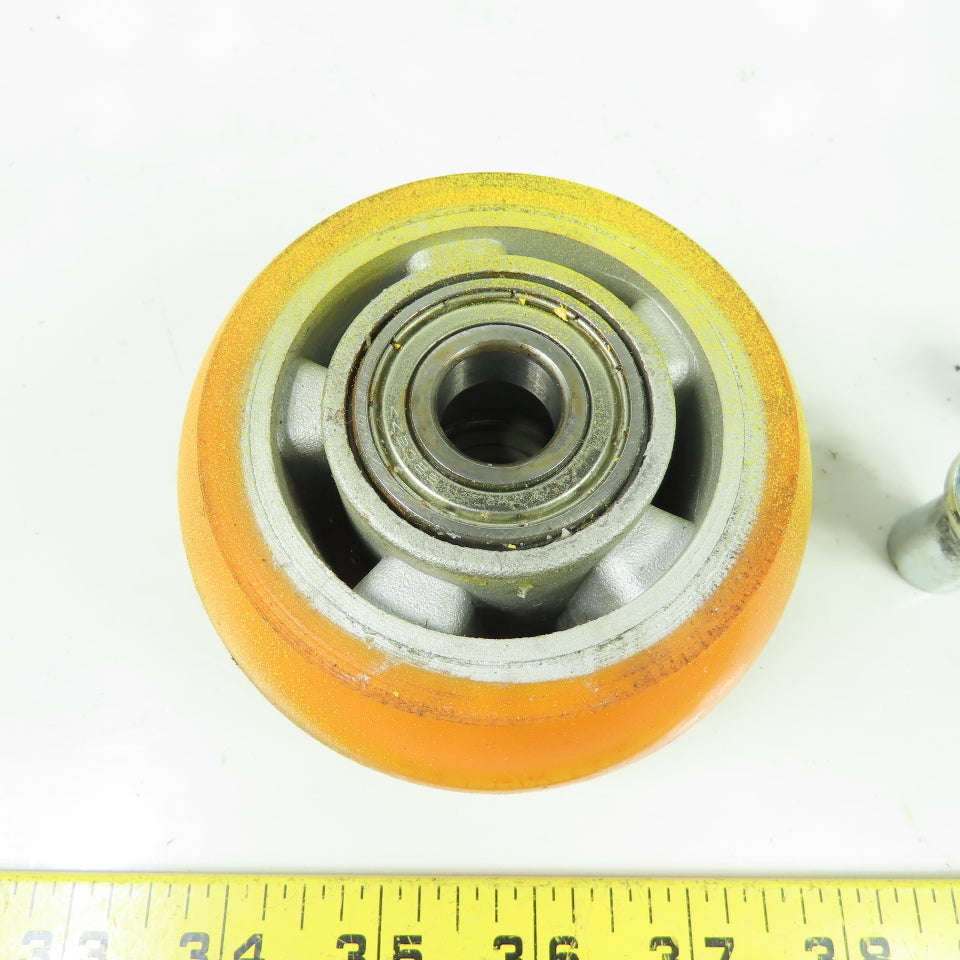 100mm OD x 49mm W Polyurethane Over Aluminum Solid Wheel Caster 17mm Bore