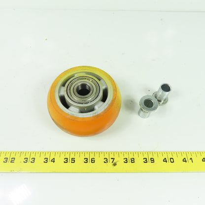 100mm OD x 49mm W Polyurethane Over Aluminum Solid Wheel Caster 17mm Bore