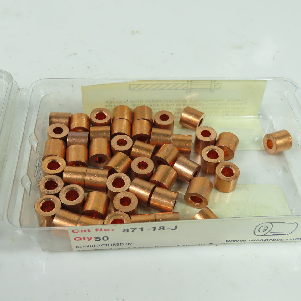 Nicopress 871-18-J 1/8" 7x19 Cable Copper Stop Sleeves Lot Of 45