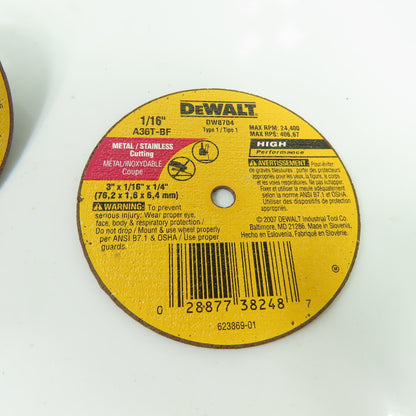 Dewalt DW8704 3" x 1/16" x 1/4" Metal/Stainless Cutting Cut-Off Wheel Lot Of 47