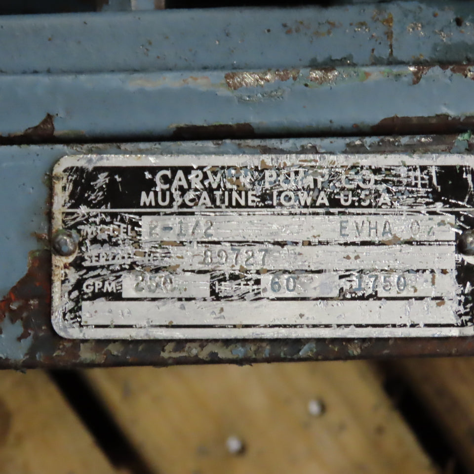 Carver 2-1/2 10HP Submersible Cantilever Vertical Pump 3PH 250GPM 60' Head Rusty