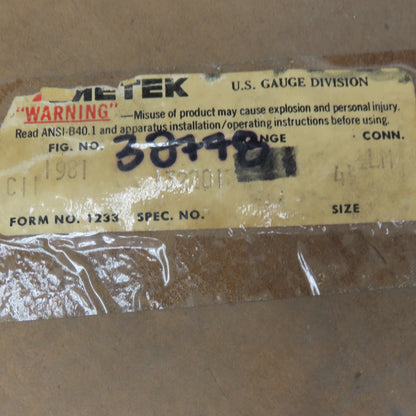 Ametek 38778 0-14 Bar 1/2" NPT Bottom Ported Pressure Gauge 5"