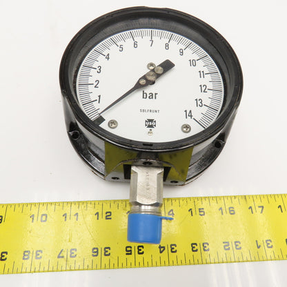 Ametek 38778 0-14 Bar 1/2" NPT Bottom Ported Pressure Gauge 5"