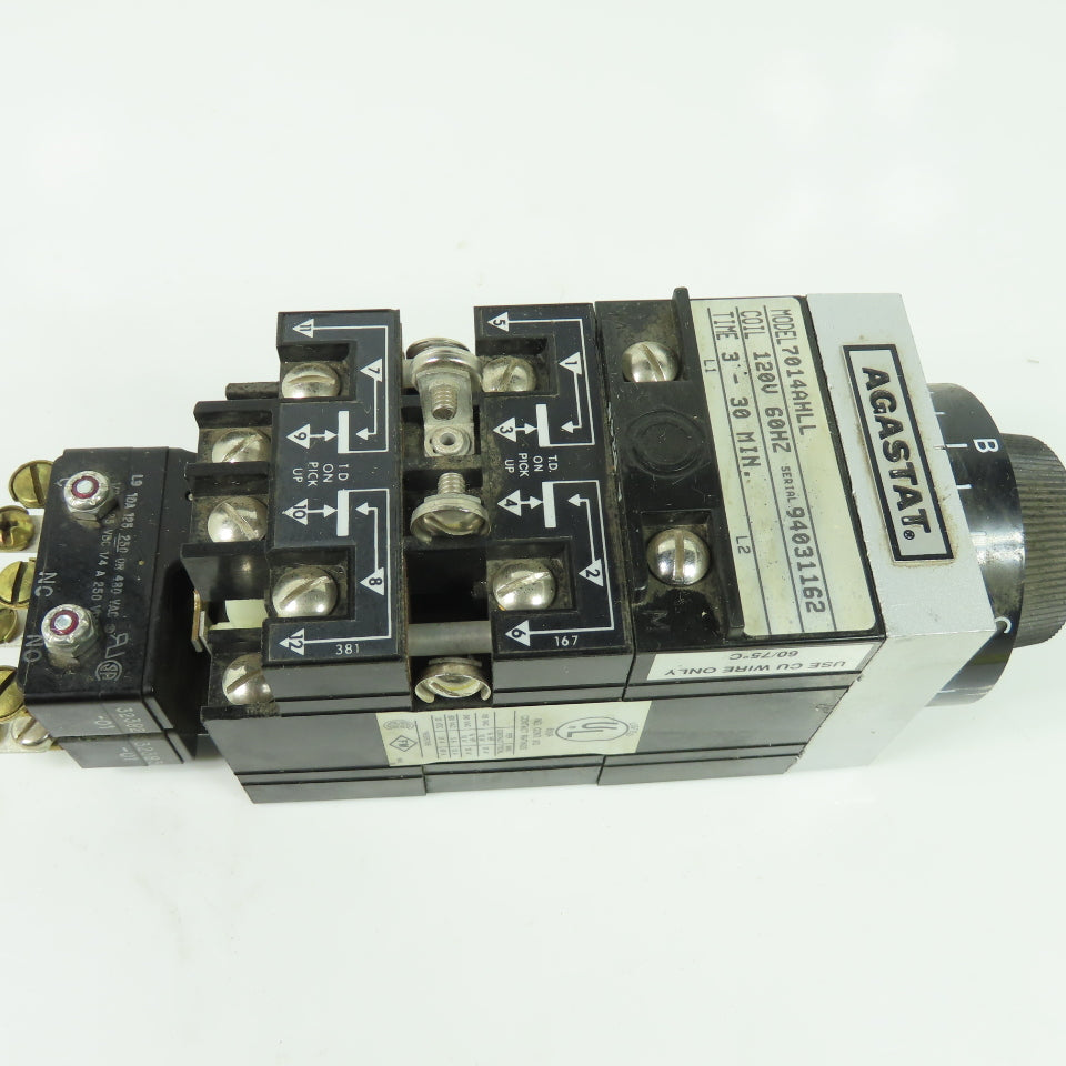 Agastat 7014AHLL Time Delay Relay 120V 60Hz 3-30Min