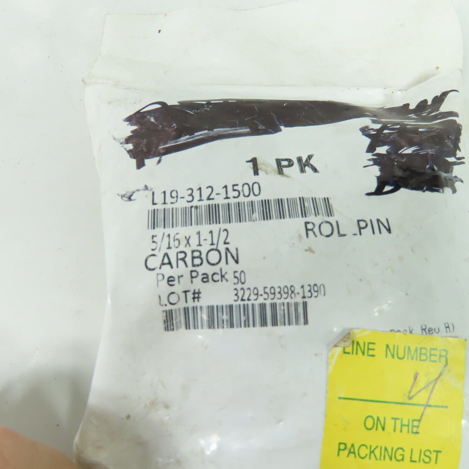 5/16" x 1-1/2" Carbon Roll Pin Lot Of 50