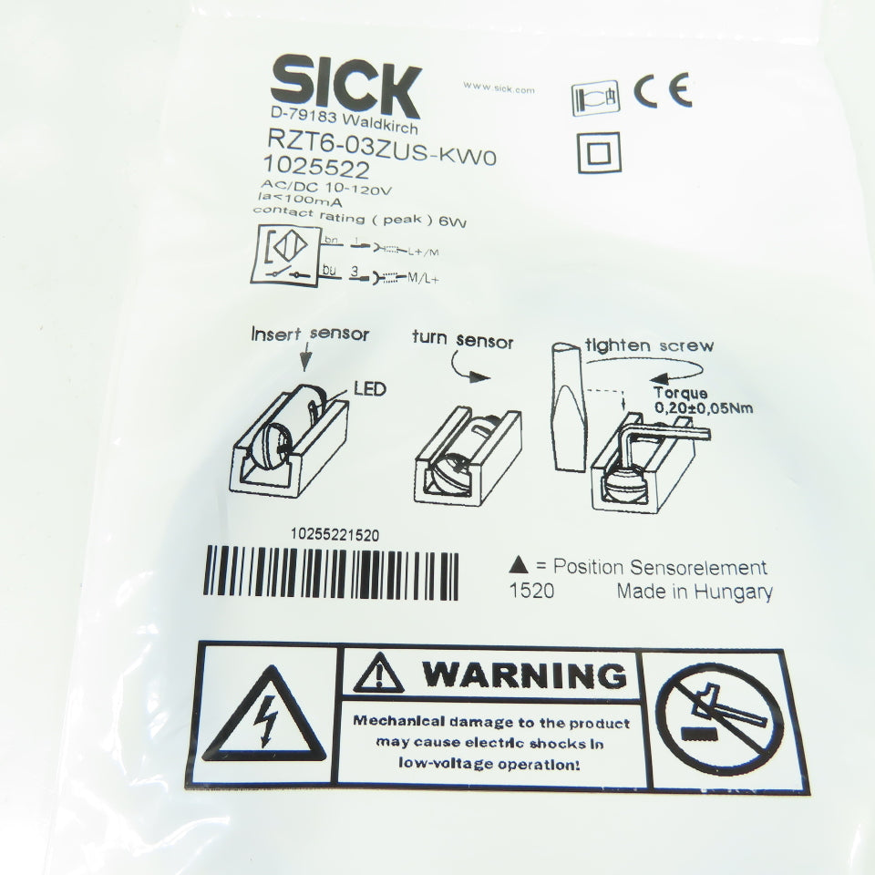Sick RZT6-03ZUS-KW0 magnetic Cylinder Sensor 10-120V AC/DC 100mA NEW