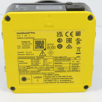 Sick NANS3-CAAZ30AN1 nanoScan3 Pro Safety Laser Scanner 3m 24VDC 1100334 (Clean)