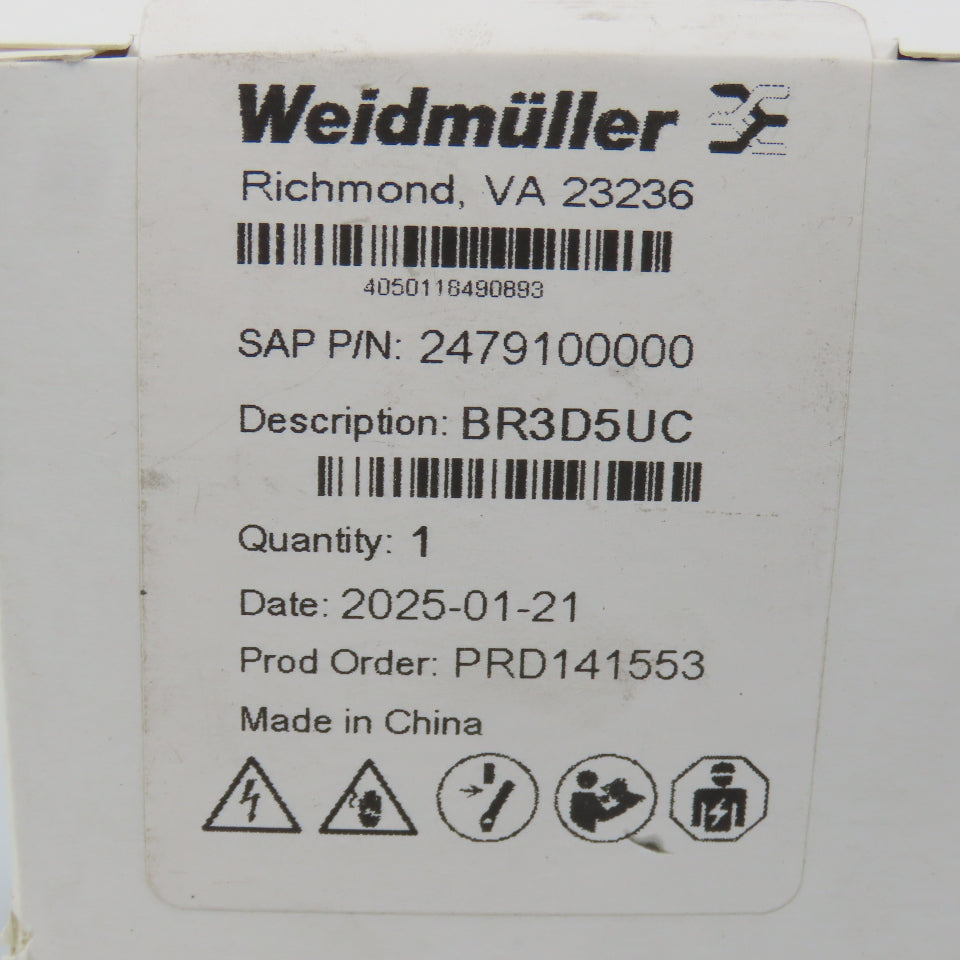 Weidmuller 2479100000 MCB 489 3P D 5A ACDC 5A 3-Pole Circuit Breaker NEW Sealed
