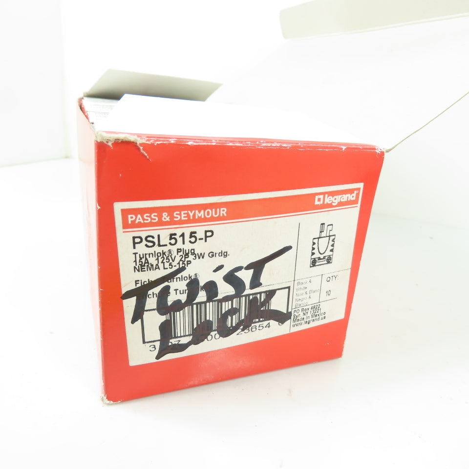 Pass & Seymour PSL515-P Turnlok Twist Lok Plug 15A 125V 3W NEW Lot Of 9