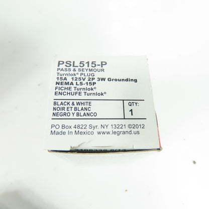 Pass & Seymour PSL515-P Turnlok Twist Lok Plug 15A 125V 3W NEW Lot Of 9