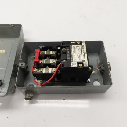 Square D 8536 SAG12 Size 00 Motor Starter 2HP 120V Coil W/Overload B9.10 Heaters