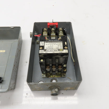 Square D 8536 SAG12 Size 00 Motor Starter 2HP 120V Coil W/Overload B9.10 Heaters