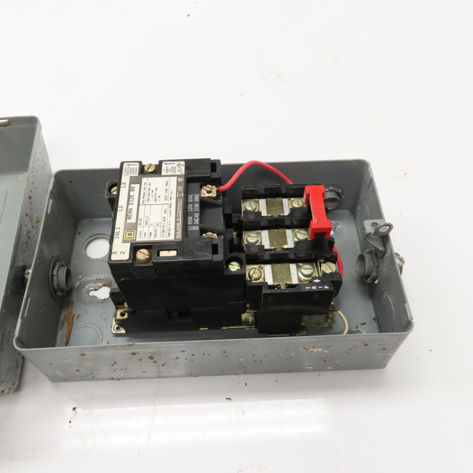 Square D 8536 SAG12 Size 00 Motor Starter 2HP 120V Coil W/Overload B9.10 Heaters