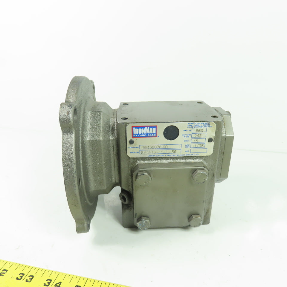 IronMan W8130076.00 15:1 Ratio Gear Reducer 116.6RPM Out 242IN-LB Torque