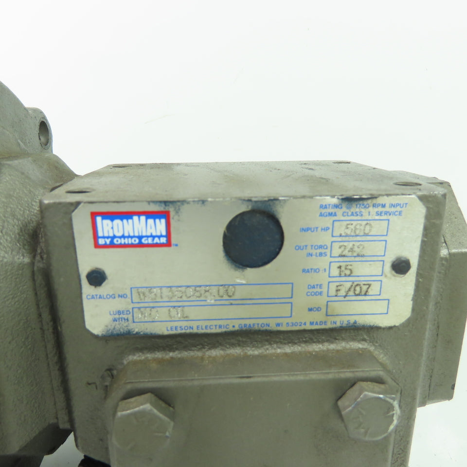 IronMan W8135088.00 15:1 Ratio Gear Reducer 116.6RPM Out 242IN-LB Torque