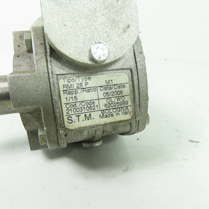 STM RMI 28 P 15:1 Ratio Gear Reducer 9mm Input 14mm Output Shaft