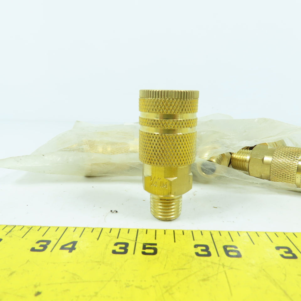 IC1414MB6 1/4"x 1/4" Male Brass 6-Ball Quick Connect Industrial Coupler Lot Of 8