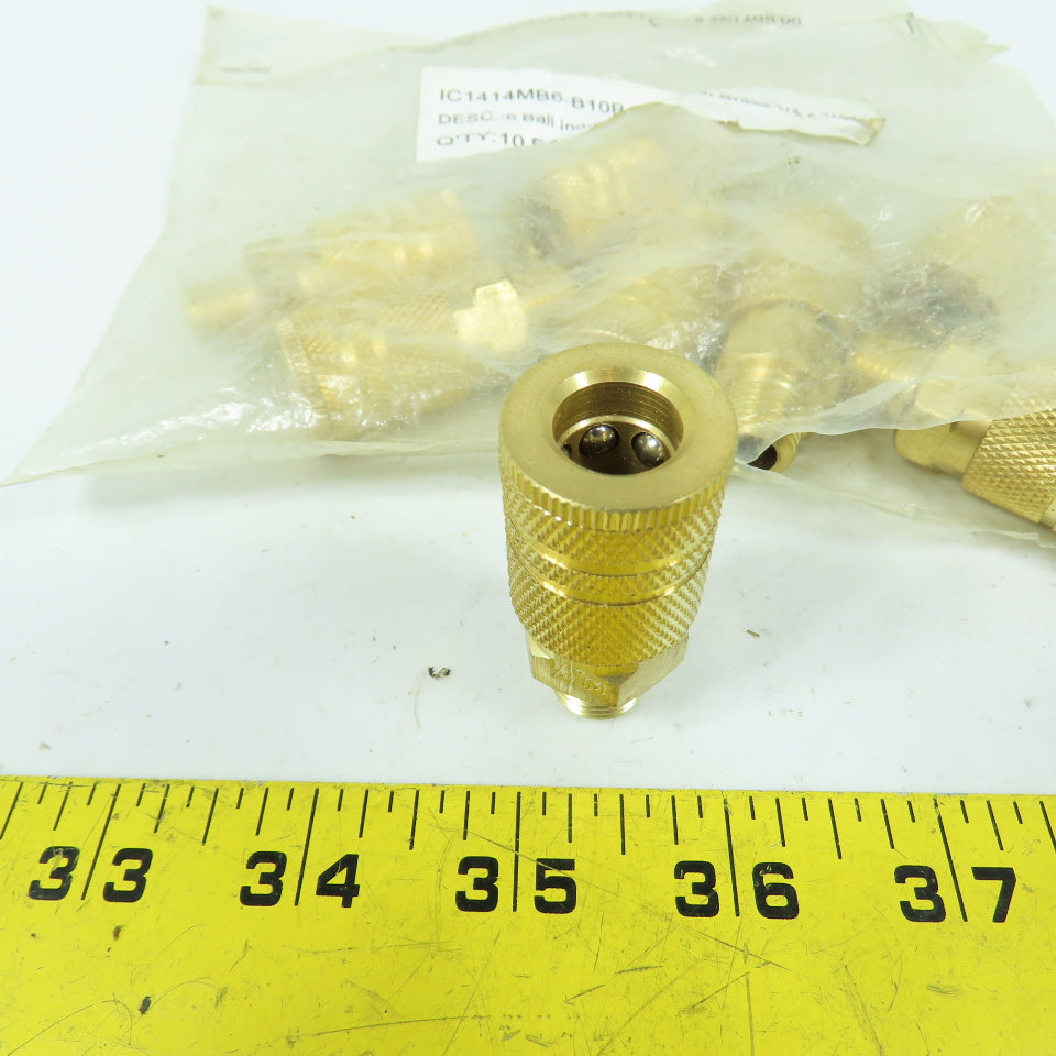 IC1414MB6 1/4"x 1/4" Male Brass 6-Ball Quick Connect Industrial Coupler Lot Of 8