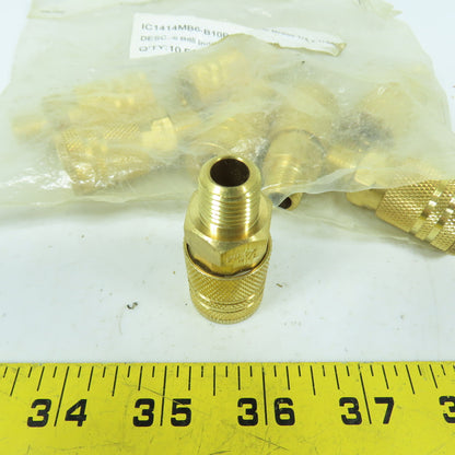 IC1414MB6 1/4"x 1/4" Male Brass 6-Ball Quick Connect Industrial Coupler Lot Of 8