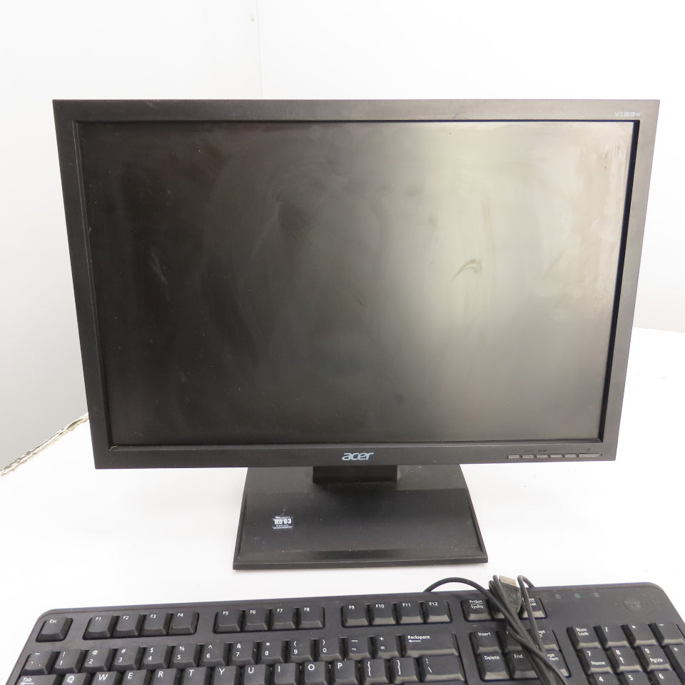 Acer V193W 19" LCD Monitor 100-240VAC W/ Stand, Keyboard & Cables