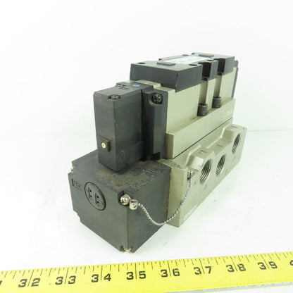 SMC VSS8-10-FHG-D-3Z-V1 Solenoid Valve 145PSI 21-26VDC Coil W/ Manifold Base