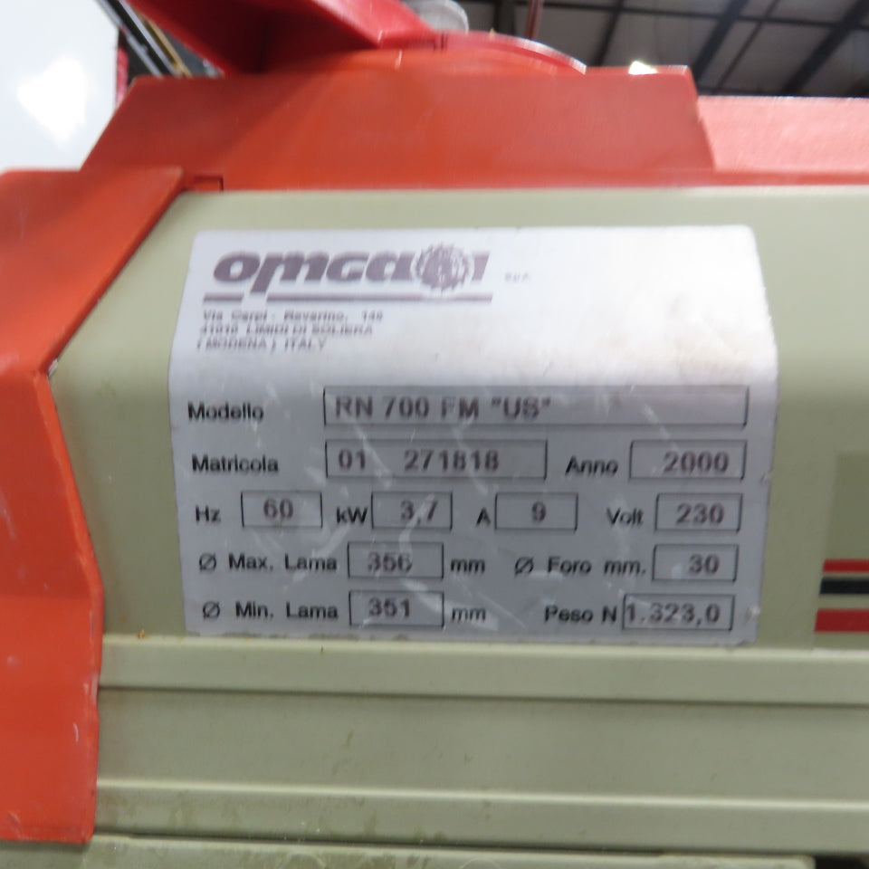 Omga RN 700 FM 14" Radial Arm Saw 3.7KW 9A 230V 3Ph 35"x 35.5" Table