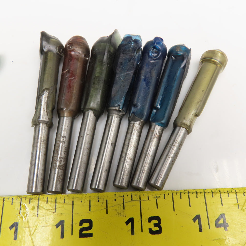 3/8" Plunge Pointed Bearing Straight Spiral 1-2 Flute Router Bit Misc. Lot Of 22