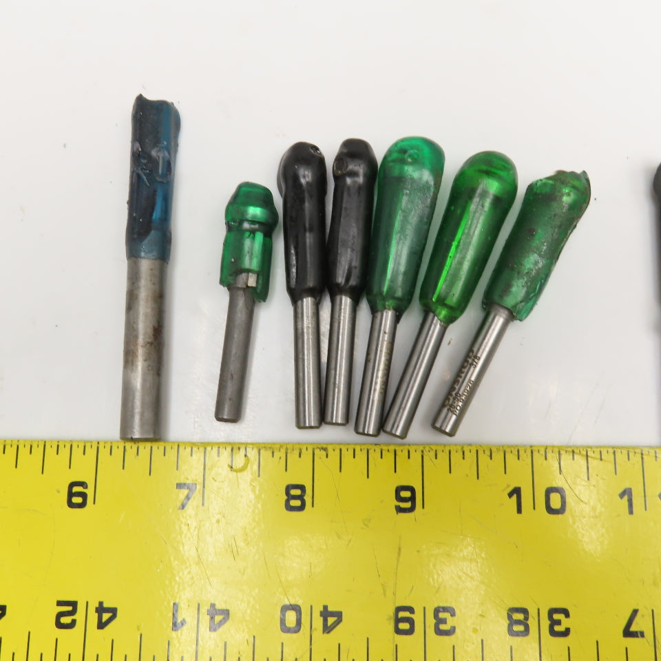 3/8" Plunge Pointed Bearing Straight Spiral 1-2 Flute Router Bit Misc. Lot Of 22