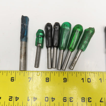 3/8" Plunge Pointed Bearing Straight Spiral 1-2 Flute Router Bit Misc. Lot Of 22