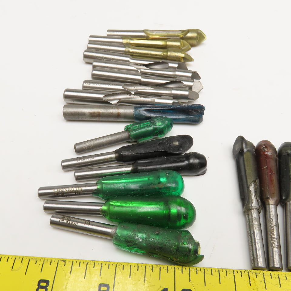 3/8" Plunge Pointed Bearing Straight Spiral 1-2 Flute Router Bit Misc. Lot Of 22