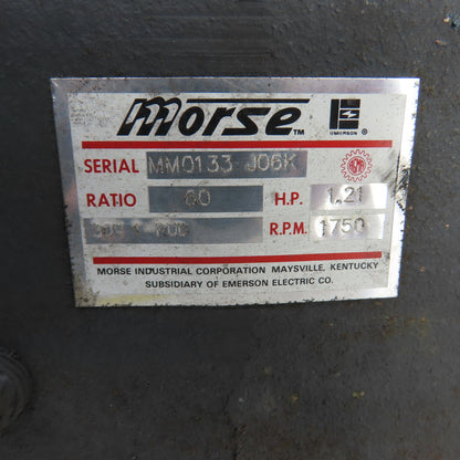 Morse 30V1-RUD 60:1 Ratio Dual Output Gear Reducer 1750RPM Input 1.21HP