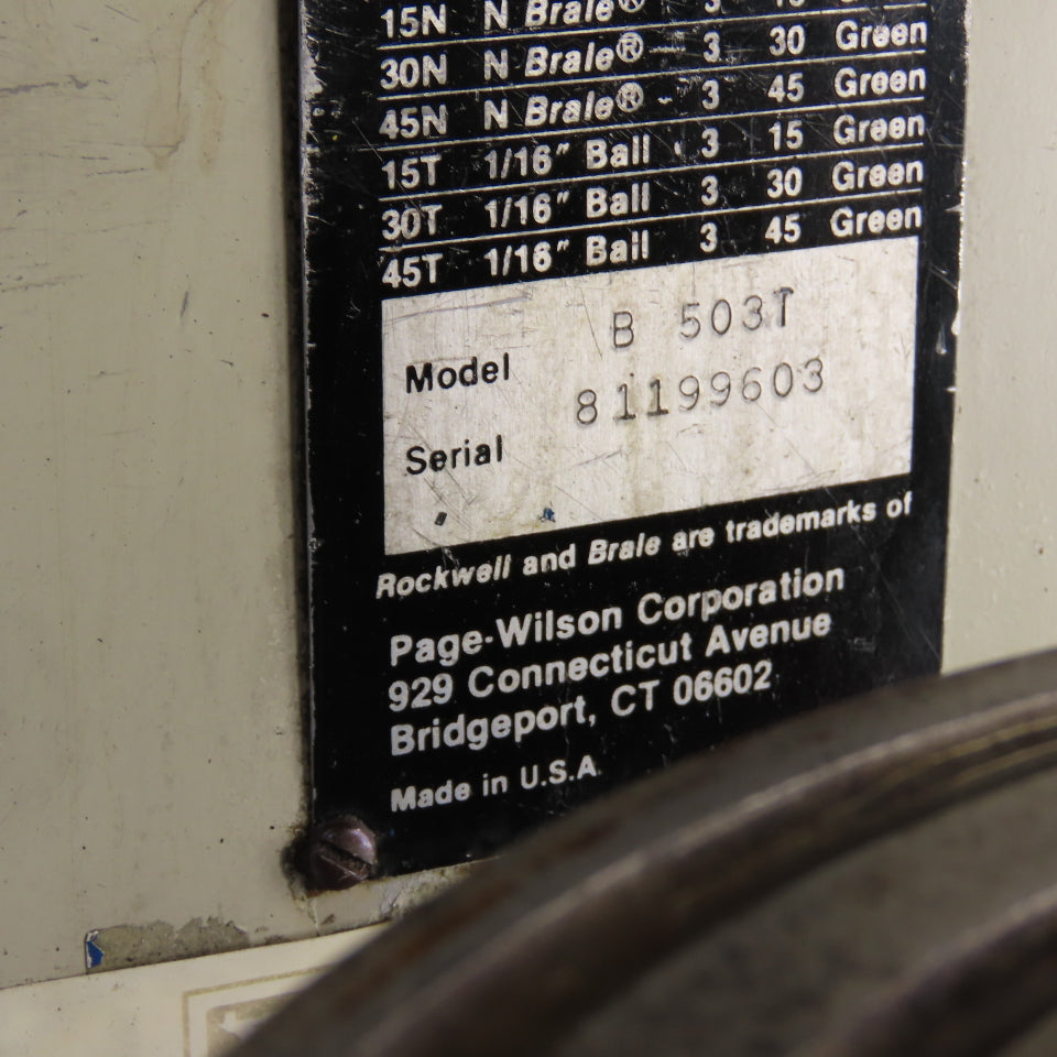 Wilson Rockwell Series 500 B 503T Hardness Tester 6.93" Throat PARTS/REPAIR