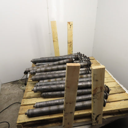 29" BF x 2.5" OD Steel Chain Drive Conveyor Roller 30.25" OAL Lot Of 30