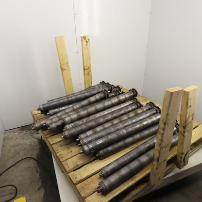 29" BF x 2.5" OD Steel Chain Drive Conveyor Roller 30.25" OAL Lot Of 30
