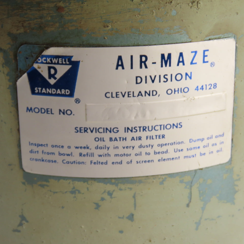 Rockwell Air-Maze Oil Bath Air Filter 1-1/4" From Quincy 350-16