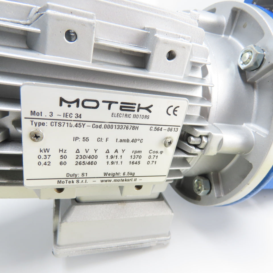 Rossi MR V 50 UO3A 60:1 Ratio Gear Motor Reducer 22RPM Out 0.42KW 3Ph 230/460V