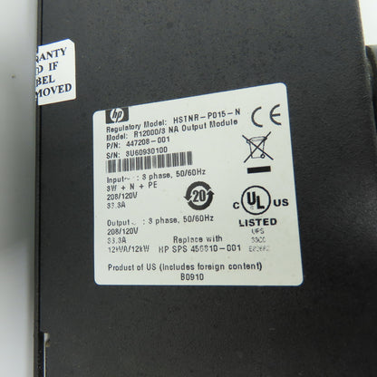 HP 447208-001 R12000/3 NA UPS Output Module 3Ph 208/120V