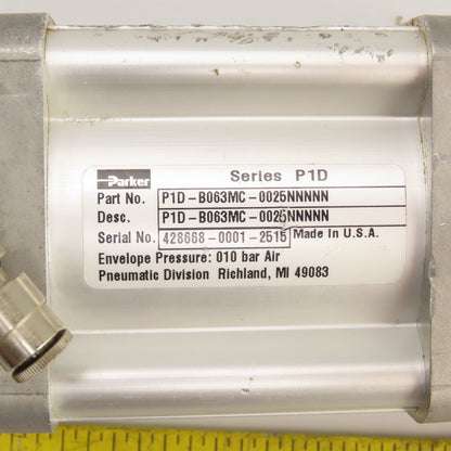 Parker P1D-B063MC-0025NNNN Double Acting Air Cylinder 63mm Bore 25mm Stroke